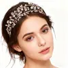 Tiara de Novia Plateada de Doble Capa Estilo Coreano Flor de Pedrería Perla Decoración para el Cabello Corona Accesorios