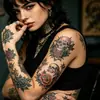 Adesivos de Tatuagem Retro Old-School Europeus e Americanos Transfronteiriços em Estoque, Adesivos de Tatuagem à Prova d'Água Unissex, Exportação Direta