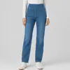 Nueva moda europea y americana para mujer: jeans de punto para mujer, pantalones rectos ajustados de tiro alto, alta elasticidad, suaves, pantalones vaqueros casuales