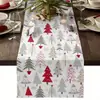Camino de Mesa Navideño Patrón de Copo de Nieve Muñeco de Nieve Árbol de Navidad Mantel de Poliéster Decoración Festiva Sala de Estar Mesa de Café Cocina Mesa de Comedor
