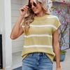 Cross-border Europa e América Amazon Novo suéter feminino de verão com gola redonda e manga curta, suéter casual, colete de malha, pulôver