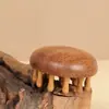 Pente de Sândalo Vermelho e Sândalo Dourado com Cabo de Madeira, Pente de Massagem para Meridianos da Cabeça, Pente Redondo com Dentes Grossos para Couro Cabeludo