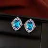 Brincos de Anel Aberto Quadrados de Zircônia Vintage Moda Estilo da Corte Anel para Dedo Indicador Conjunto de Design de Luxo Leve de Alta Qualidade