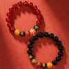 Pulsera de Ágata Roja Natural Negra de Cinco Colores de la Buena Suerte Dios de la Riqueza para Año de Nacimiento de Mujer Chinoiserie Pulsera que no se Desvanece Pulsera