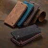 Adecuado para Funda de Teléfono Móvil Samsung S10 S9Plus Tarjeta Funda de Cuero para Teléfono Móvil S8 Retro Tapa Succión Magnética Cubierta Protectora S7