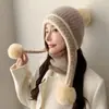 Nuevo Gorro Lindo Estilo Coreano de Tres Bolas para Otoño e Invierno con Forro Polar Grueso Cálido de Punto para Ciclismo Protección para los Oídos Pasamontañas a Prueba de Viento