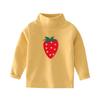 Nueva camisa de manga larga cálida con cuello alto medio para niñas estilo dopamina, otoño e invierno 2023, camiseta interior de terciopelo para niños