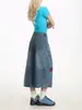 Pantalones Vaqueros Cropped Retro para Mujer, Nuevo Diseño de Verano con Bordado, Corte Holgado, Adelgazantes, de Cintura Alta, Pantalones de Pierna Ancha Fluidos, Tallas Grandes