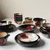 Vajilla en idioma Hua, adecuada para tazón de cerámica de estilo japonés, tazón de arroz simple y creativo para el hogar, tazón de fideos, tazón de sopa, plato, ligero defecto.