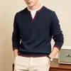 Item quente transfronteiriço Marca da moda personalidade Suéter de malha falso de duas peças Fábrica pode bordar Malhas masculinas malharia vermelho