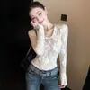 [Encaje + Malla] Impresionante y hermosa camiseta de manga larga para mujer, perfecta para el verano, con un estilo único y elegante que te hace lucir más delgada