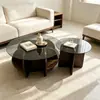 Mesa de Centro para Sala de Estar Tampo de Vidro Temperado à Prova de Explosão Mesa de Centro Moderna Minimalista Redonda Combinação Pequeno Apartamento Mesa de Centro de Exportação