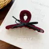 Pinza para el pelo de lana tejida Retro Ancla Lazo Rojo Pinza de tiburón Accesorios para el cabello para mujeres en la parte posterior de la cabeza Otoño e Invierno