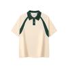 Camiseta tipo polo de peso pesado 240g 100% algodón con manga raglán de contraste Moda Retro Americana Marca Deportiva Casual para Hombre Camiseta Corta para Mujer