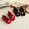 Zapatos de Cuero Suave Estilo Retro Francés 2026 Primavera y Otoño Nuevos Zapatos de Princesa de Terciopelo con Lazo Estilo Coreano para Niñas