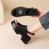 Sandalias de Verano de Comercio Exterior 2025 para Mujer, Zapatos de Moda Abiertos con Punta Abierta para Aumentar la Altura, Sandalias Peep-Toe de Tacón Alto con Hebilla de Cuero Genuino