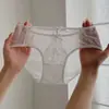 Calcinhas de Renda Mesh Femininas Sexy Novo Estilo Gaze Macia Renda Fina Estilo Puro Desejo Meninas Senhoras Tanga de Cintura Baixa Laço