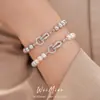 Pulsera redonda de perlas y circonitas estilo vintage francés, pulsera simple y de moda estilo palacio, lujo ligero con un toque de alta gama