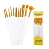 Conjunto de pincéis de nylon com cerdas para pintura a óleo, 12 peças, para pintura artística, espalhamento de cores e desenho de linhas, conjunto de pincéis para guache e aquarela