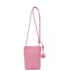 Fornecimento Exclusivo Transfronteiriço de Carteira de Celular de Couro Genuíno da Moda Feminina com Padrão Lichia, Estilo Vertical, Mini Bolsa Transversal de Ombro em Couro Macio