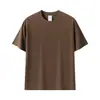 Primavera y verano Nuevo 230g hombro algodón puro color liso manga corta camiseta hombres y mujeres moda cuello redondo base lisa camiseta venta al por mayor