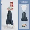 Falda vaquera para mujer, estilo fino de verano, nueva falda de sirena de cintura alta 2026, longitud media, falda ajustada a la cadera para mujeres petite