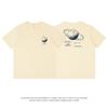 Camiseta Branca de Algodão Puro com Estampa de Manga Curta para Homens, Top Soltinho de Manga Meia-Manga com Letras, Estilo Geométrico para Casais, Gola Redonda