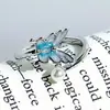 Anillo Abierto de Mariposa Fresca y Etérea, Perla de Concha, Esmalte Incrustado con Circonita, Estilo Coreano, Anillo Apilable Completamente Diamantado para Mujeres