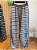 Pantalones de pierna ancha a rayas para mujer 2025 Nuevo Otoño Tendencia Diseño Versátil Cintura Alta Casual Pierna Recta Hasta el Suelo