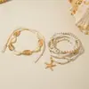 Joias Europeias e Americanas Estilo Boho Resort Série Oceano Concha Estrela-do-Mar Trançado Conjunto de Tornozeleira com Contas em Camadas