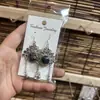 Pendientes de Pieza Bordada Vintage Bordados a Mano de Estilo Étnico de Moda, Colgantes de Oreja Pequeños Cortos con Borlas, Joyería de Plata Miao de Yunnan para Mujeres