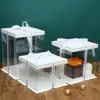 Caja Transparente para Pastel de Cumpleaños 4 Pulgadas 6 Pulgadas 8 Pulgadas 10 Pulgadas 12 Pulgadas de un Solo Piso Doble Piso Elevada Cuadrada Empaque Caja para Hornear
