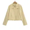 Cl25123-25 Nuevo Estilo de Otoño Estilo Europeo y Americano Cuello Alto Cremallera Manga Larga Chaqueta de Trabajo Top de Otoño Chaqueta Corta