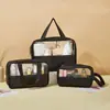 Bolsa Cosmética Emendada, Grande Capacidade, Bolsa de Higiene Pessoal Semitransparente Impermeável em PVC, Bolsa de Armazenamento de Viagem Portátil em PU, Multifuncional