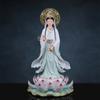 Estatua de Buda de Adoración Doméstica del Bodhisattva Guanyin Loto Mar del Sur Bodhisattva Guanyin Estatua de Pie Adornos de Estatua de Imitación de Mármol Blanco