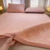 Conjunto de 3 Peças de Matelassê Jacquard de Seda de Gelo com Contas para Resfriamento de Verão com Lençol com Elástico, Lençol com Sensação Fresca, Tapete Macio Lavável com Ar Condicionado para o Verão