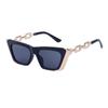 Óculos de Sol Olho de Gato Estilo Europeu e Americano para Mulheres, Óculos de Sol Pequenos com Corrente da Moda e Personalidade, Óculos Estilo Punk Retrô no Atacado