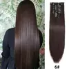 Fibra Química Recta Europea y Americana Clip para el Cabello 22 Pinzas Juego de Doce Piezas Extensiones de Cabello Seda de Alta Temperatura Peluca Extensiones de Cabello Recto Largo Cortinas de Cabello