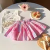 [Casa Rosa] Shorts Florais Retrô Estilo Coreano para Meninas, Nova Saia Plissada Floral, Calça Saia de Princesa Estilosa e Versátil