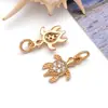 Accesorios para joyería DIY chapado en cobre oro real 18k serie oceánica colgantes pequeños delfín estrella de mar tortuga pulsera collar colgante