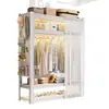Perchero de Ropa Estilo Abierto, Armario de Almacenamiento para Dormitorio, Estantería de Almacenamiento de Pie Fácil de Ensamblar, Perchero, Estante para Habitación de Alquiler, Armario