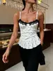 Camisola de Patchwork de Encaje con Lunares Cuadrados Transfronteriza Europea y Americana para Mujer Nuevo Estilo 2026 Top Elegante Versátil para el Trabajo y el Uso Casual