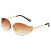 Gafas de Sol Curvas con Montura Ovalada Distintiva Moda Atractivas Sin Montura Decoración para Mujer Gafas Anti-UV