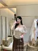 Liquidación, Sin Devoluciones ni Cambios. Blusa de Malla Patchwork Estilo Francés Perezoso con Fruncidos Ceñidora de Cintura para Mujer Verano 28615