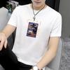 Pure Cotton T-shirt de manga curta Masculino verão fino moda marca estampada Top Clothes Round Neck T-shirt Full Cotton meia-manga Loose Trendy