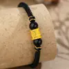Pulseira de Contas da Sorte com Mantra de Seis Caracteres em Ouro Puro 999, Pulseira Trançada de Obsidiana, Ano do Zodíaco, Atacado de Fábrica