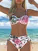 Novo biquíni sexy de duas peças com alças, costas nuas, modelagem justa, estampado, para férias, de comércio exterior europeu e americano