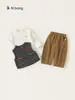 Bangxuan Ropa Infantil Conjunto para Niños Chaleco Rayado Atractivo Camiseta Estampada Pantalones Deportivos Conjunto Casual de Tres Piezas para Niños