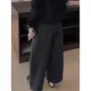 Pantalones Casuales Versátiles de Lana a Cuadros Sickle 2025 Otoño e Invierno Nuevos de Cintura Alta Adelgazantes Cortos de Pierna Ancha