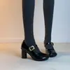 Zapatos Mary Jane de Charol con Punta Redonda y Tacón Alto, Estilo Francés, Modelo Nuevo 2026 para Mujer con una Sola Correa, Elegantes y Adelgazantes, Zapatos de Salón de Moda